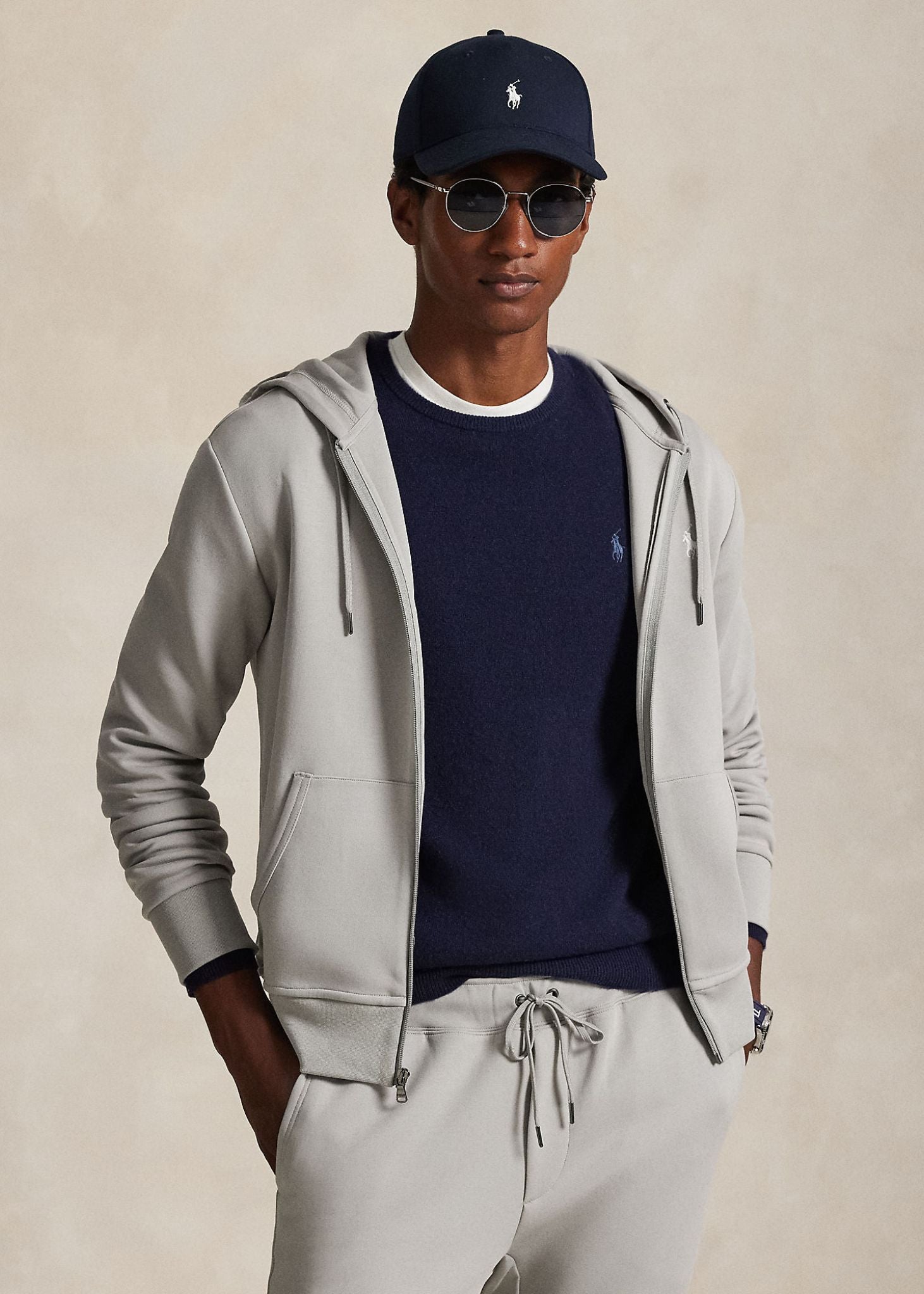 Ralph Lauren Double knit Full Zip Hoodie - Soft Grey – Triads Clothing