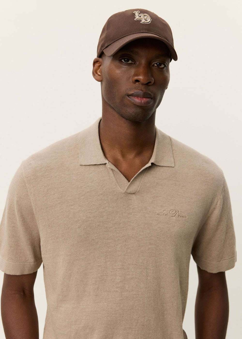 Les Deux Emmanuel Knit Polo - Dark Sand