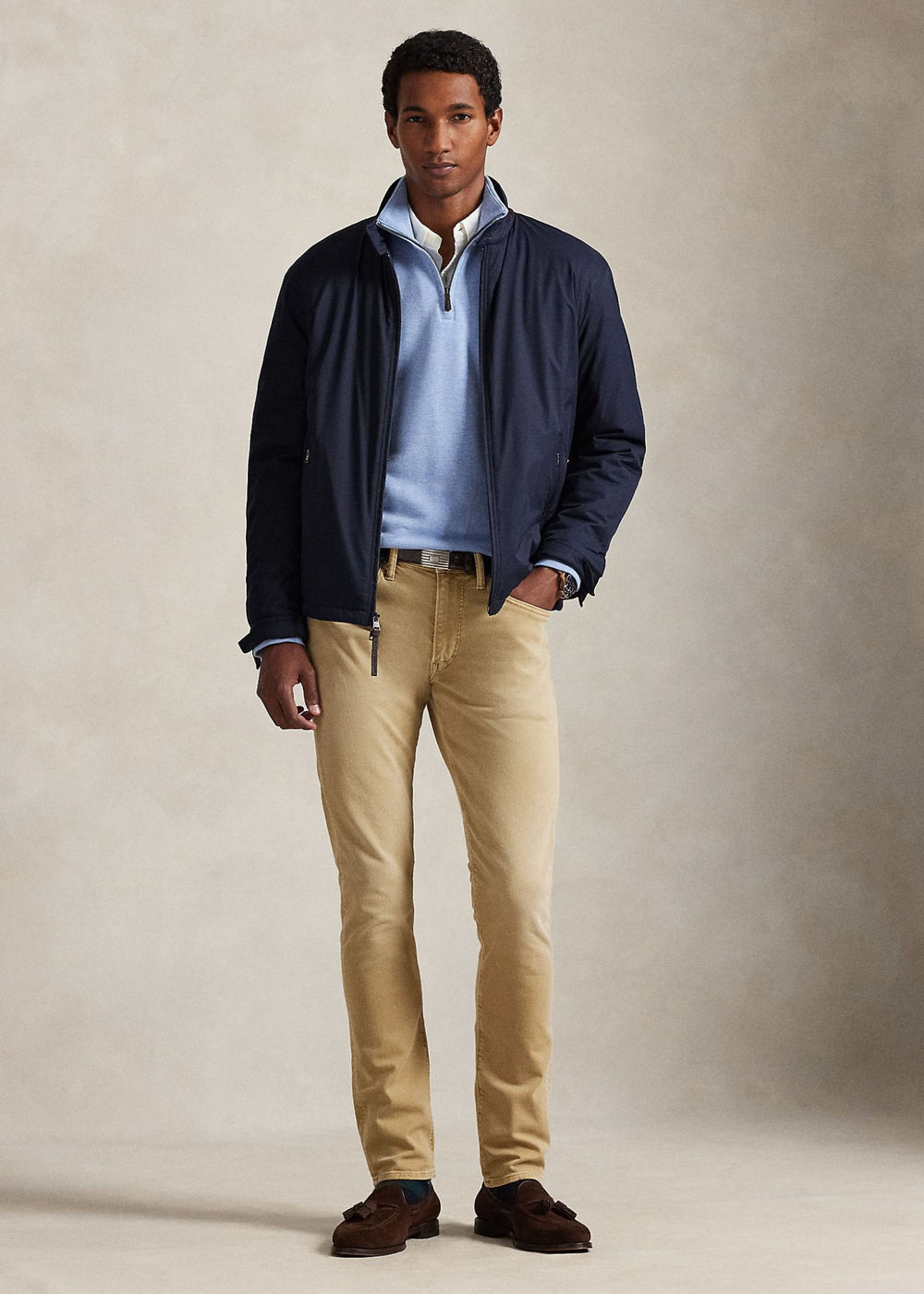 Ralph Lauren Estate Rib Quarter Zip Pullover - Isle Heather