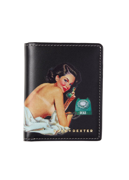 Duke and Dexter Dean Pin Up Wallet in black leather with pin up print