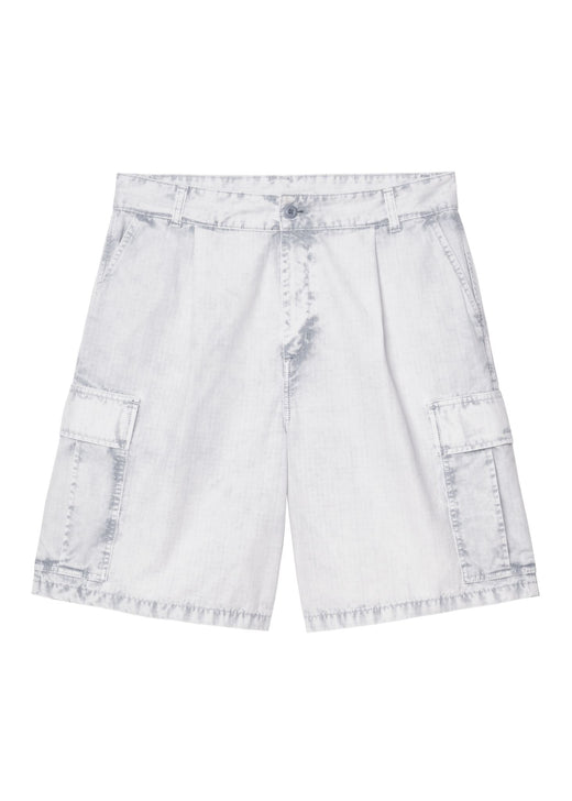 Carhartt WIP Cole Cargo Short in Leesburg Ripstop chalk wash, front view showing cargo pockets and relaxed fit