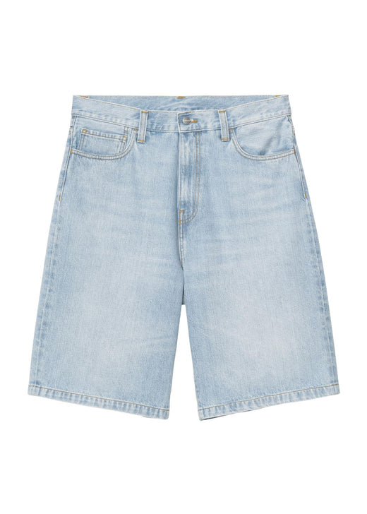 Carhartt WIP Landon Short Blue Stone Washed - loose fit denim shorts front view