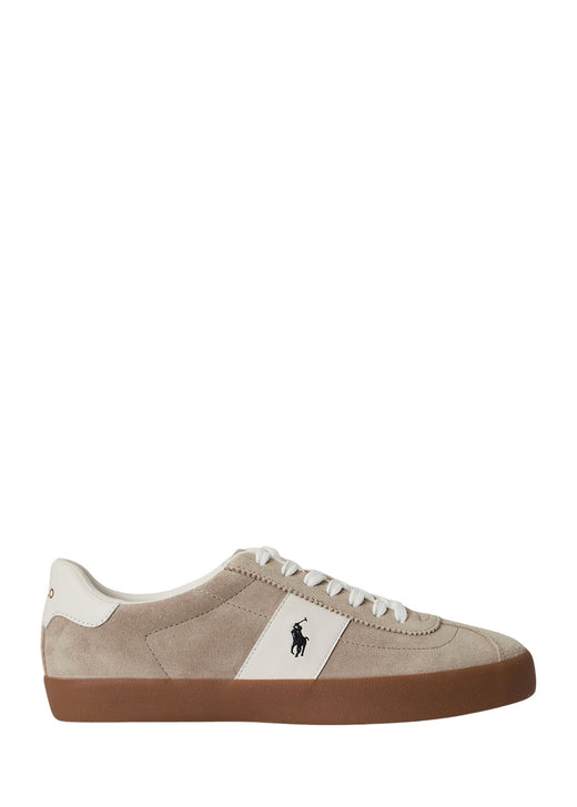Ralph Lauren Court Vulc Suede Sneaker in Tan Gum - side profile
