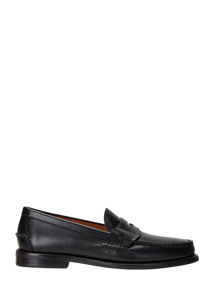 Ralph Lauren Alston Leather Penny Loafer in Black - side profile
