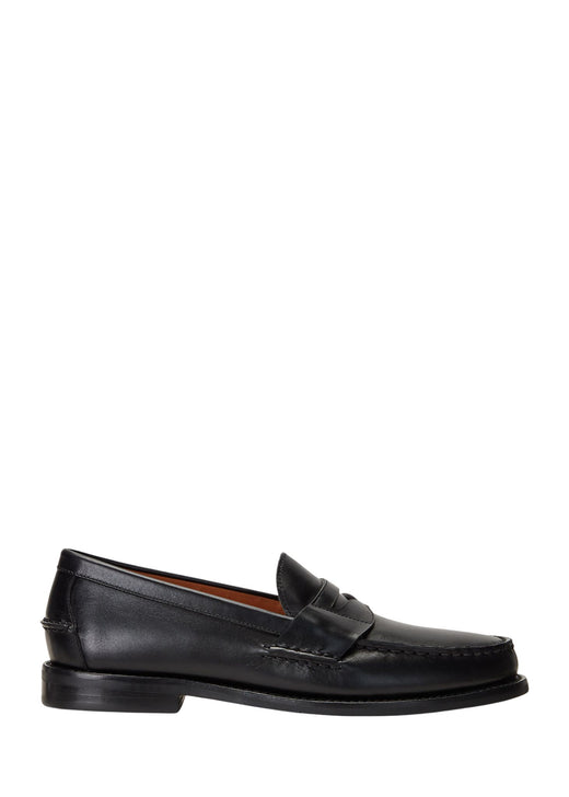 Ralph Lauren Alston Leather Penny Loafer in Black - side profile