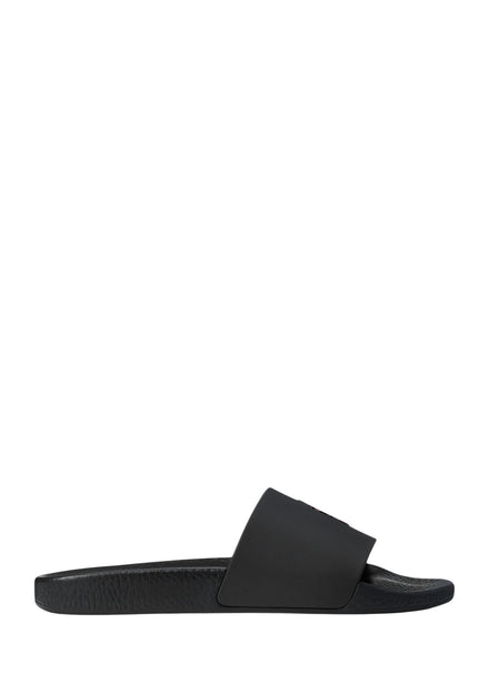 Ralph Lauren Signature Pony Slide in Black Red - side profile
