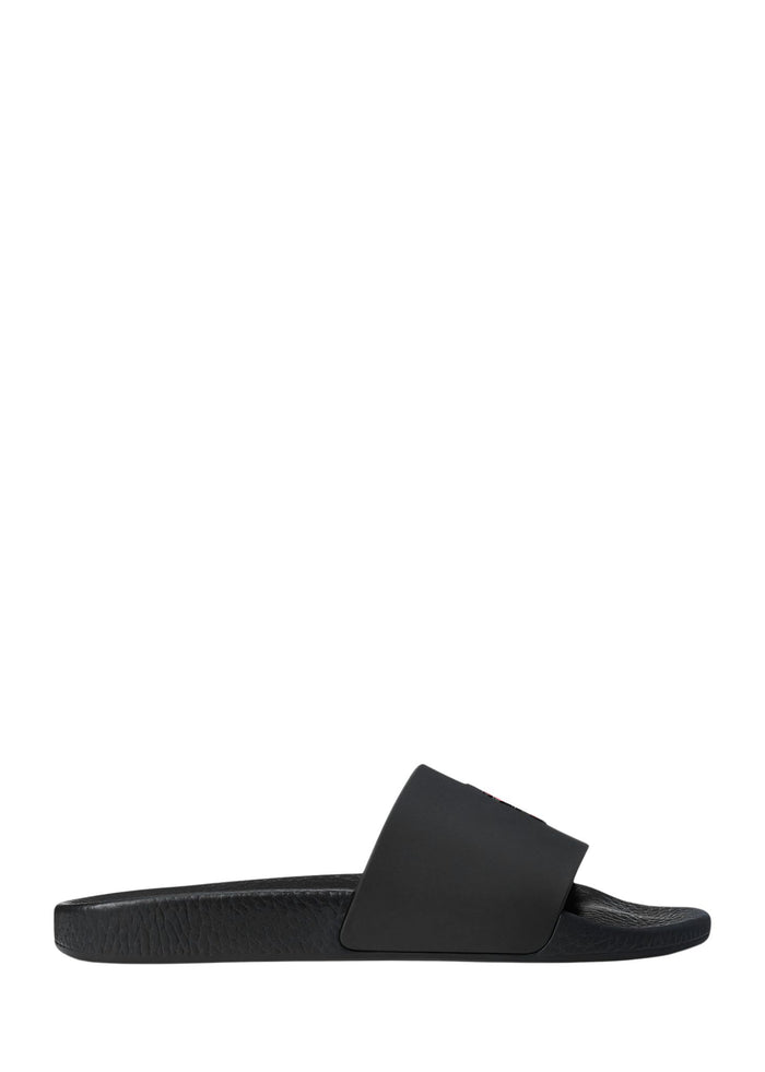 Ralph Lauren Signature Pony Slide in Black Red - side profile