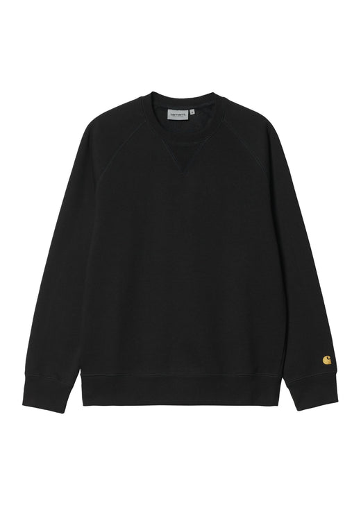Carhartt WIP Chase Sweatshirt in Black Gold - front view showing Chase embroidery