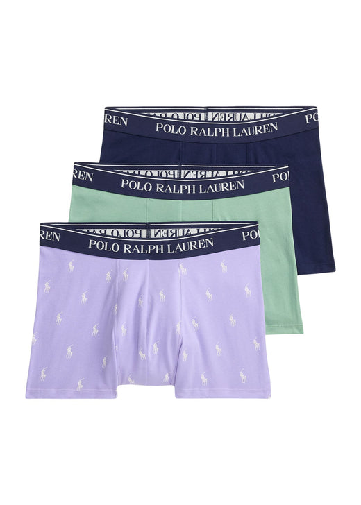 Polo Ralph Lauren men's boxer trunk 3-pack flat lay