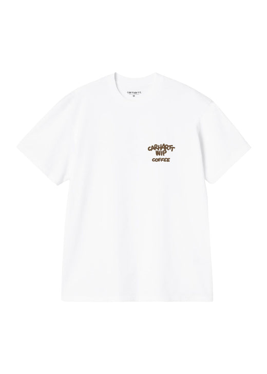 Carhartt WIP Coffee Break T-Shirt, white organic cotton, printed graphic front view