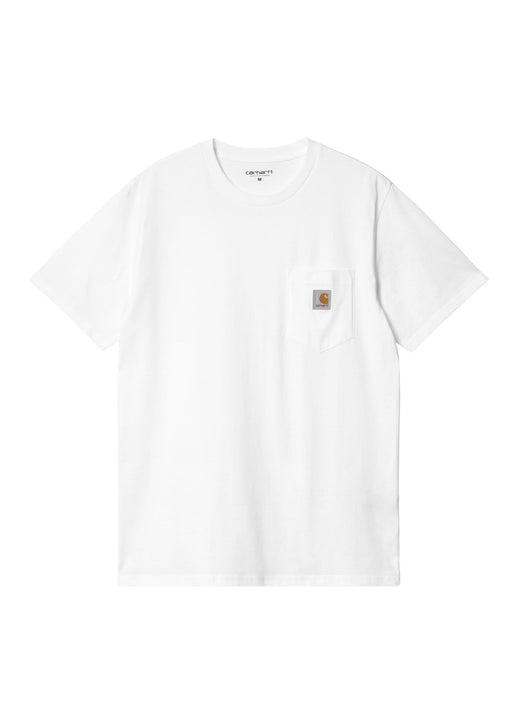 Carhartt WIP Pocket T-Shirt, white cotton, front view showing chest pocket detail
