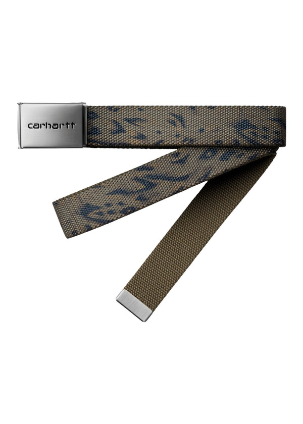 Carhartt WIP clip belt in duck feather print with chrome interchangeable buckle