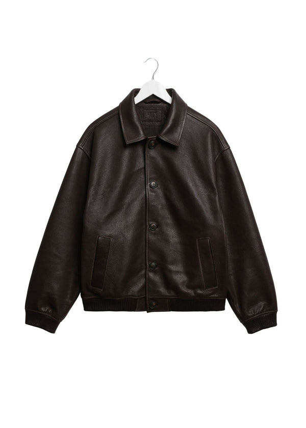 Wax London Fitzroy Flight Jacket in Dark Brown Front Product view