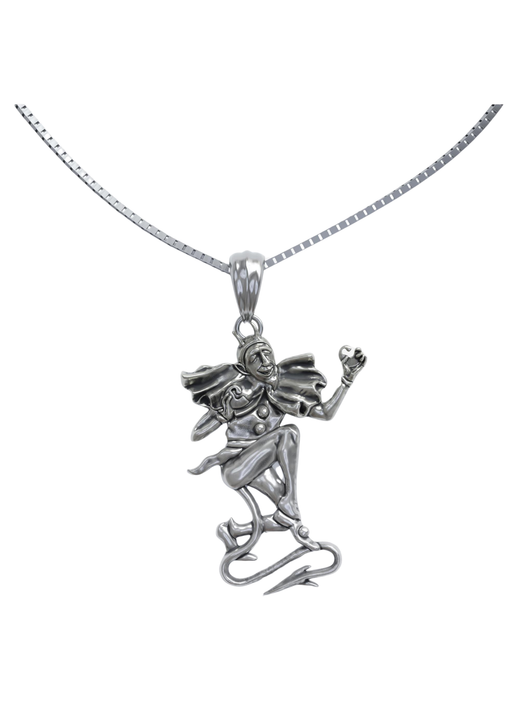 Carhartt WIP Playing Cards Pendant Necklace in Silver - full length chain and pendant view