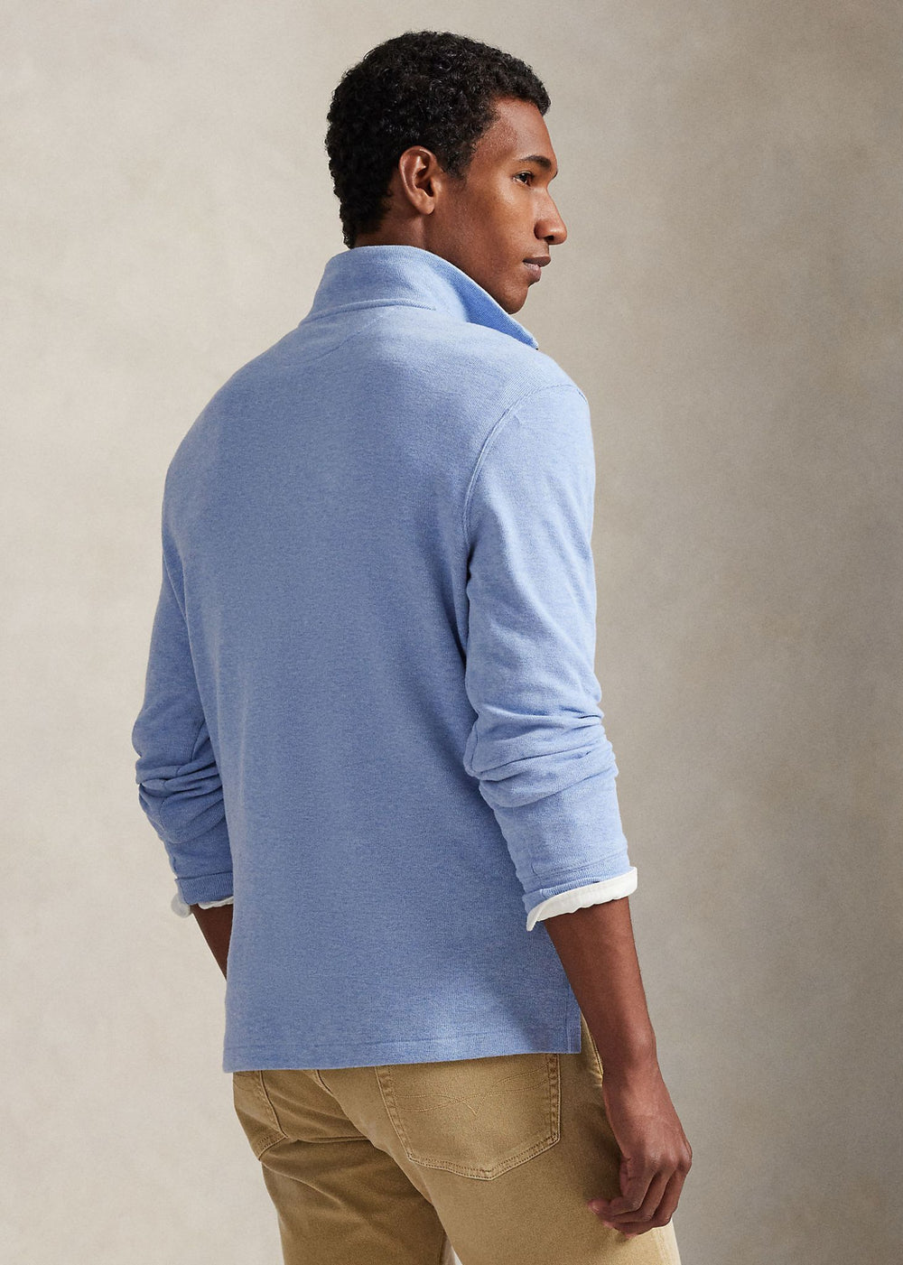 Ralph Lauren Estate Rib Quarter Zip Pullover - Isle Heather