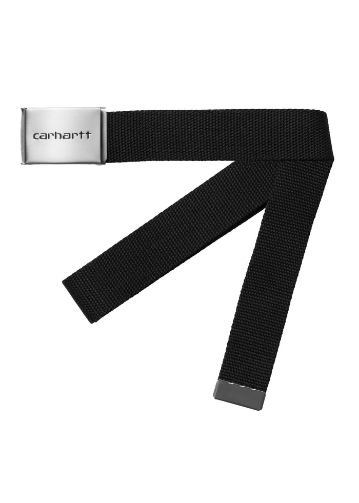 Carhartt WIP clip belt in black with chrome interchangeable buckle