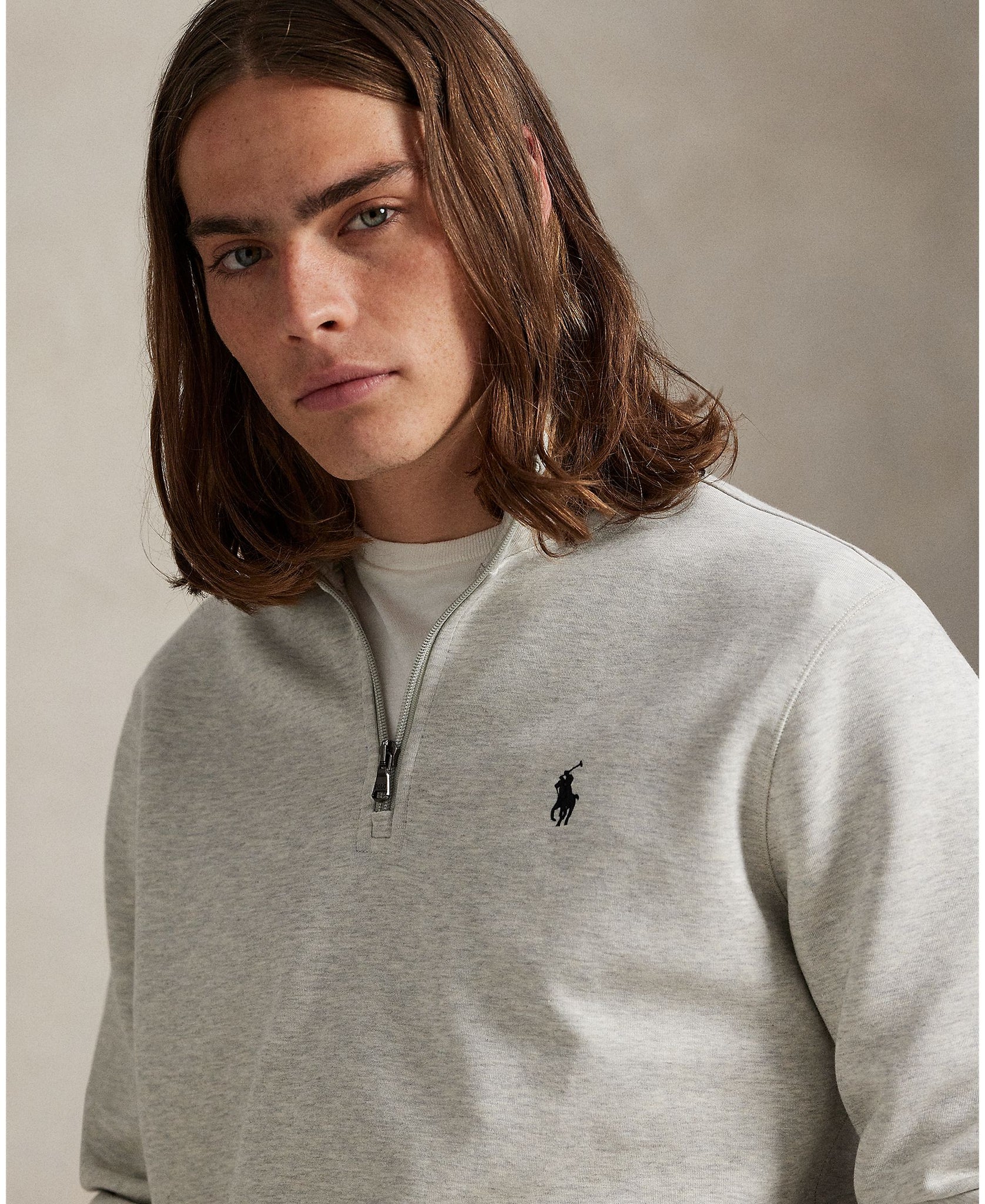 Double Knit Grey Ralph Lauren Quarter Zip Ralph Lauren Double-Knit