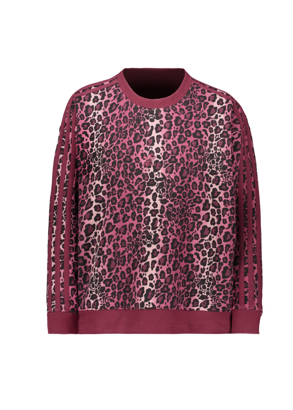 Adidas Leopard Print Crew Sweat - Maroon