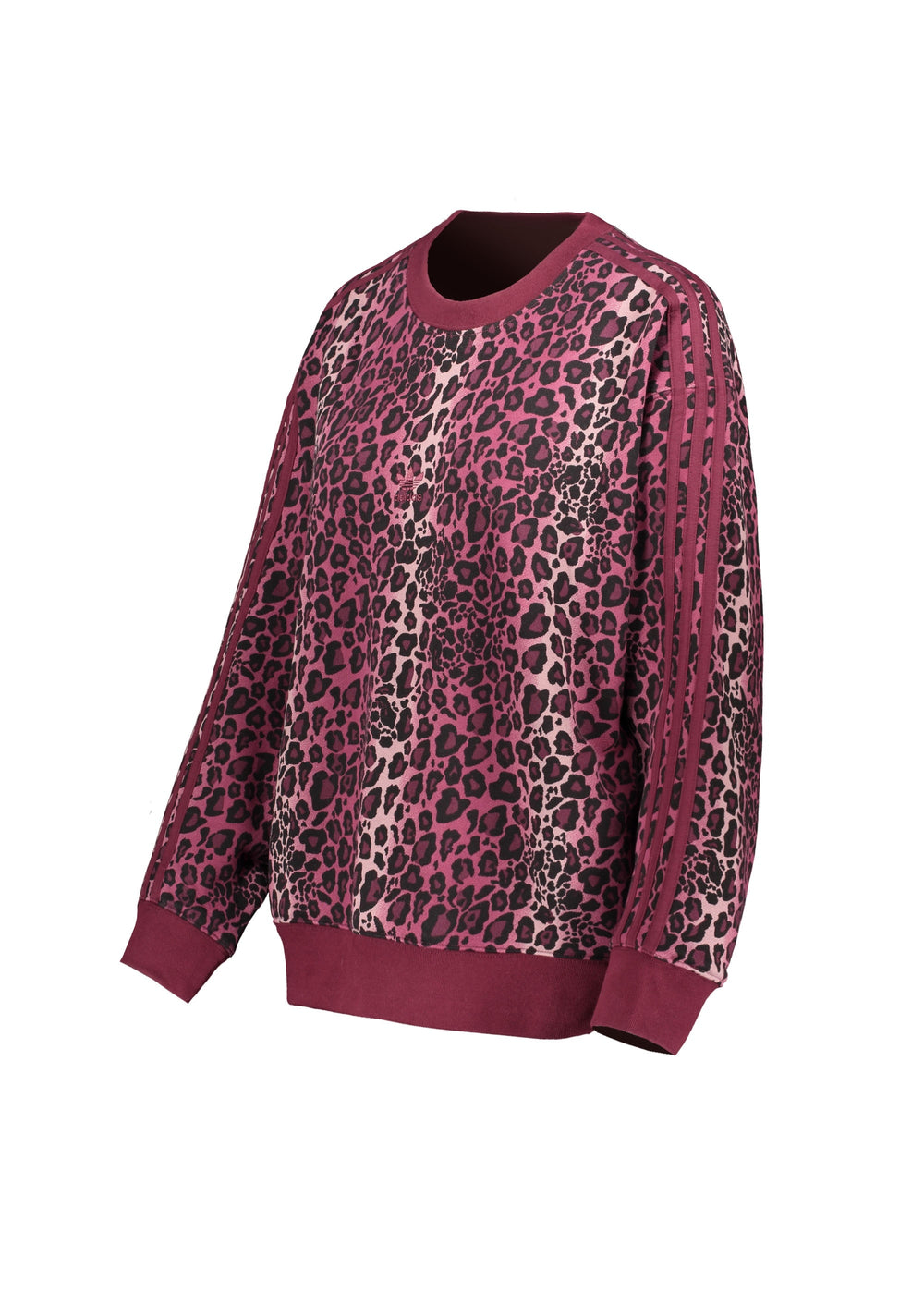 Adidas Leopard Print Crew Sweat - Maroon